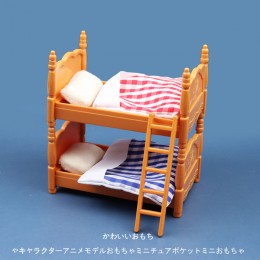 可愛娃娃屋迷你家具臥室雙層床微縮模型微景觀過家家卡通小擺件 可愛娃娃屋迷你家具臥室雙層床微縮模型微景觀過家家卡通小擺件