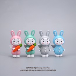 卡通迷你天使小兔子微縮創意辦公桌擺件微景觀模型飾品玩具