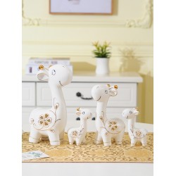 陶瓷鹿家居客廳酒柜裝飾品擺件創意三口之家新婚結婚禮物送閨蜜