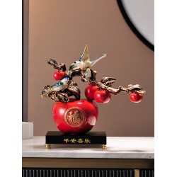 平安喜樂蘋果擺件新中式家居客廳玄關電視柜酒柜裝飾喬遷新居禮品