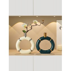 輕奢陶瓷花瓶高級感小眾客廳餐桌仿真花家居裝飾擺件創意擺設禮物