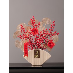 現代簡約平安如意花瓶擺件 高顏值喬遷新居電視柜玄關裝飾品送禮