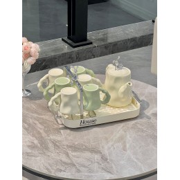 奶油風陶瓷水杯家用套裝茶杯茶具茶壺輕奢客廳冷水壺簡約喬遷禮盒