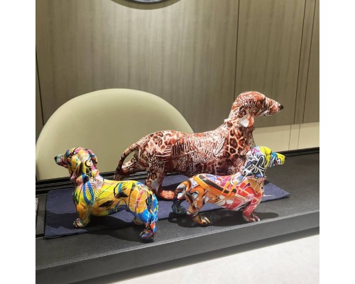 歐式炫彩桌面大號臘腸狗創意樹脂工藝品家居擺件客廳裝飾品禮物 歐式炫彩桌面大號臘腸狗創意樹脂工藝品家居擺件客廳裝飾品禮物